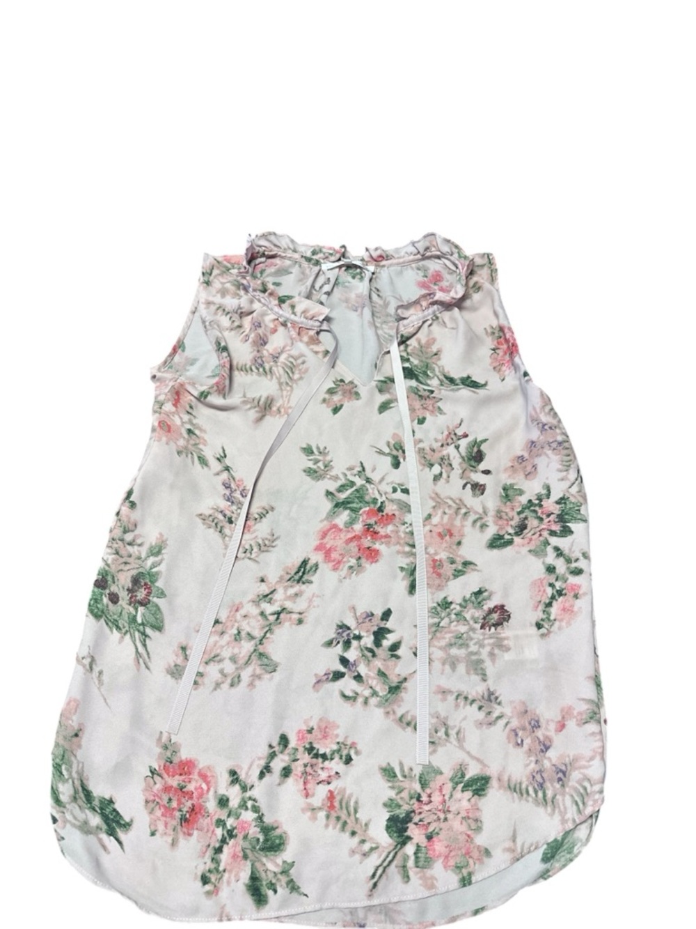 Yumi Kim Floral Ruffle Neck Blouse in Pale Pink & Green